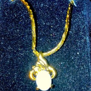 Genuine Opal Pendant with gold plated necklace